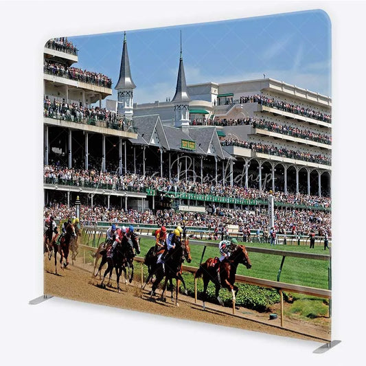 Lofaris Kentucky Derby Horse Racing Tension Fabric Backdrop Churchill Downs Style Racetrack Party Decorations