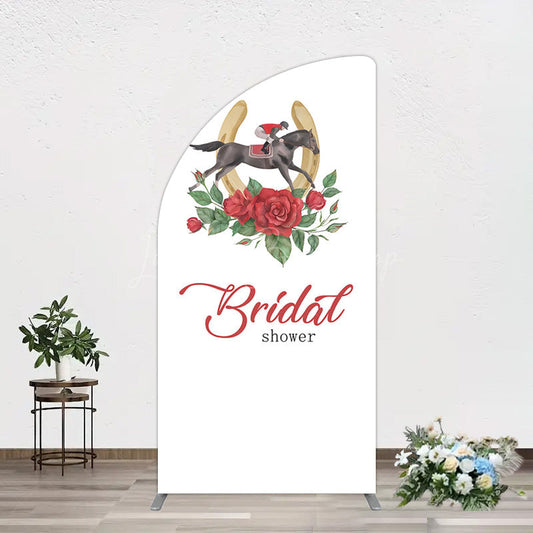 Lofaris Kentucky Derby Rose Leag Bridal Shower Half Moon Arch Backdrop
