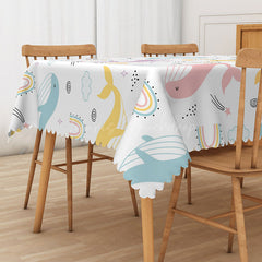 Lofaris Kids Whale Pattern Tablecloth Colorful Ocean Animal Theme for Under the Sea Birthday Party Decor