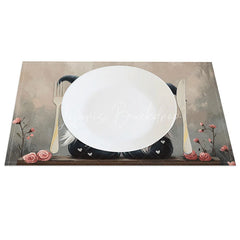 Lofaris Kissing Gnome Blue Hat Set of 4 Placemats Pink Balloon Valentine Decoration Romantic Couple Dining Table Mat