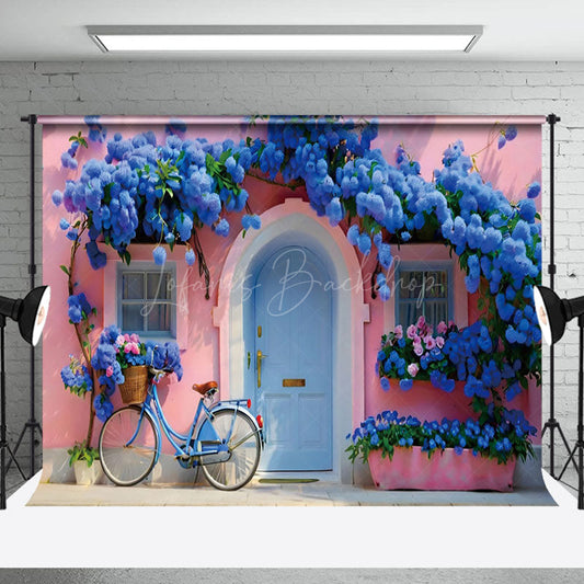 Lofaris Klein Blue Floral Pink Wedding Photography Backdrop