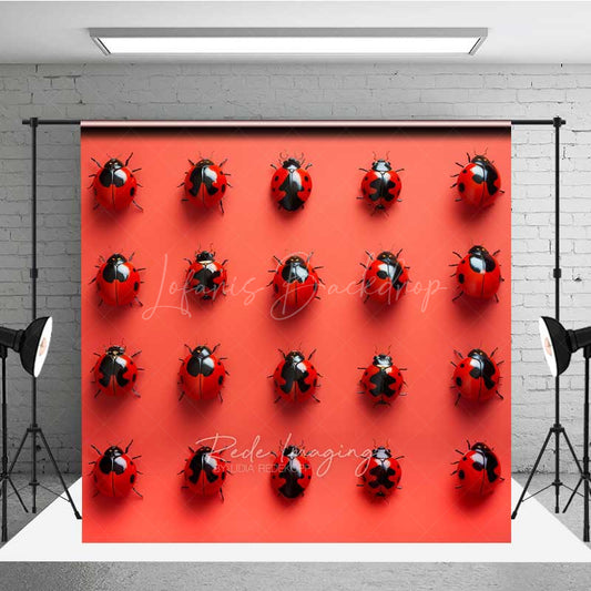 Lofaris Ladybug Pattern Photography Backdrop Modern Red and Black Insect Art Print Whimsical Nature Studio Photo Prop