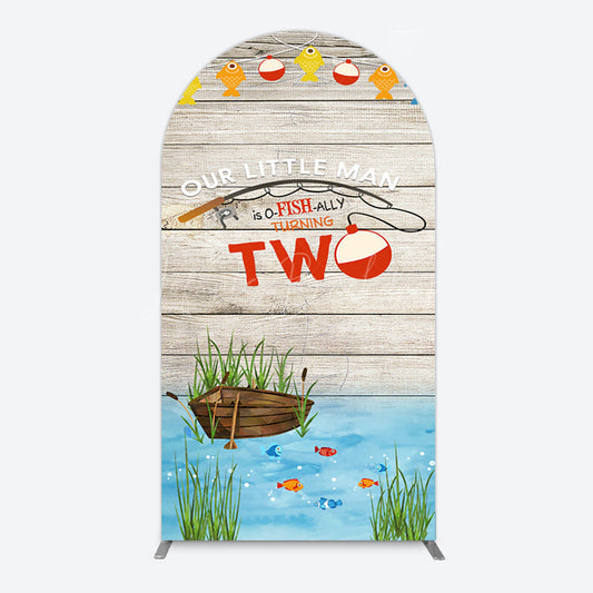 Lofaris Lake O Fish Ally Wooden 2nd Birthday Arch Backdrop