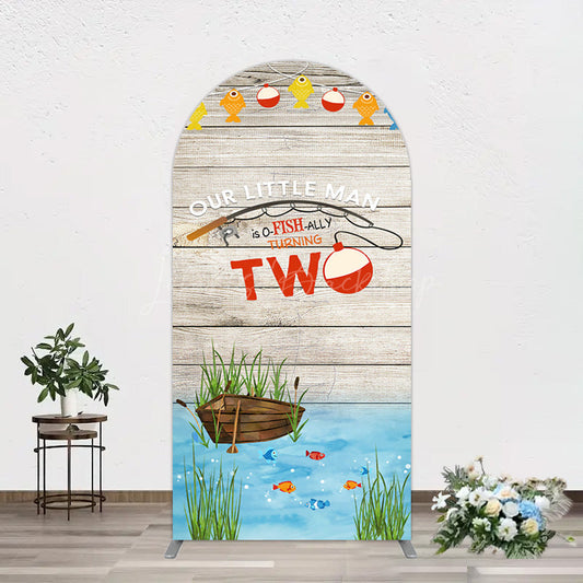 Lofaris Lake O Fish Ally Wooden 2nd Birthday Arch Backdrop