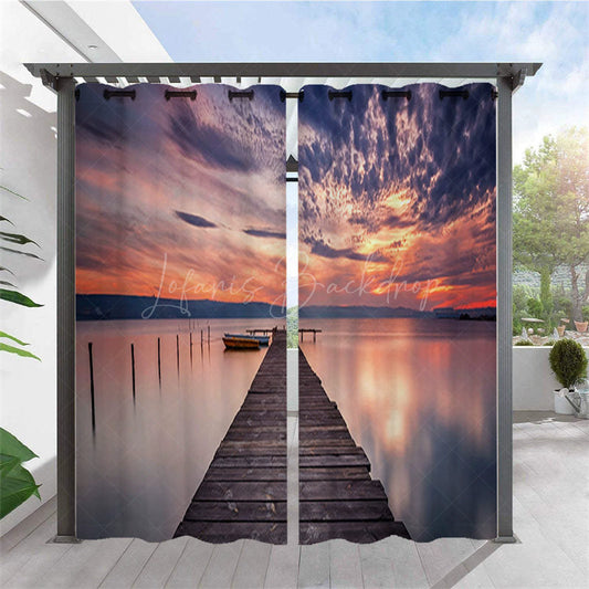 Lofaris Lake Sunset Scenery Waterproof Outdoor Curtains For Gazebo