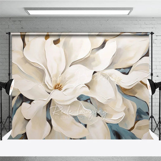 Lofaris Large White Magnolia Floral Backdrop Elegant Cream Flower Art Background Wedding Photography Decoration