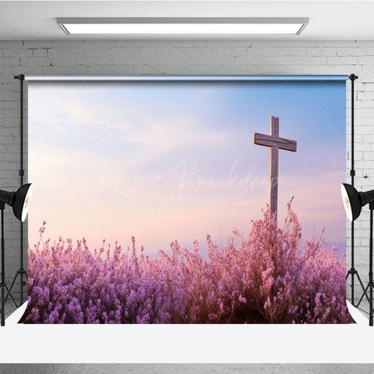 Lofaris Lavender Cross Simplicity Spring Easter Backdrop
