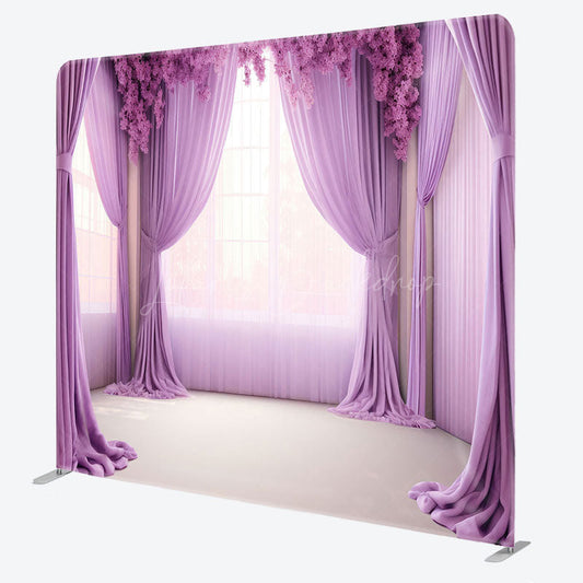 Lofaris Lavender Floral Curtains Square Tension Backdrop