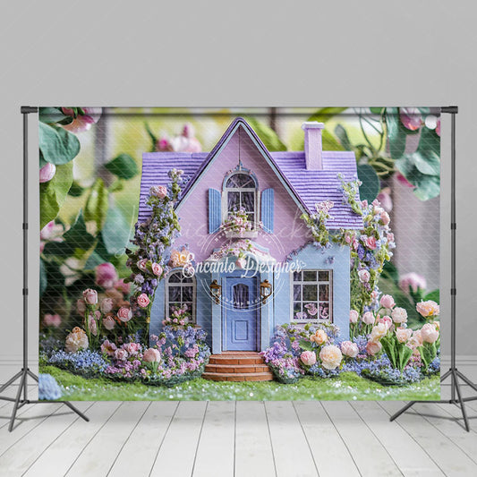 Lofaris Lavender Floral Fancy House Spring Photo Backdrop