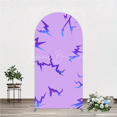 Lofaris Lavender Purple and Blue Lightning Pattern Round Top Arch Backdrop Modern Party Decor