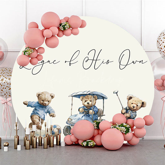 Lofaris League Of His Own Little Bear Birthday Round Backdrop
