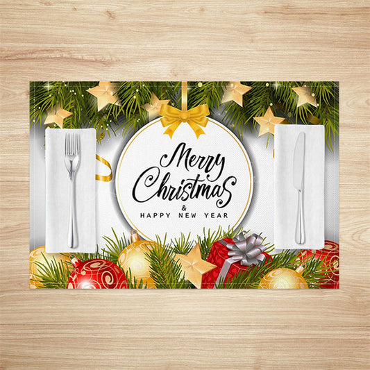 Lofaris Leaves Bauble Ribbons Xmas New Year Set Of 4 Placemats