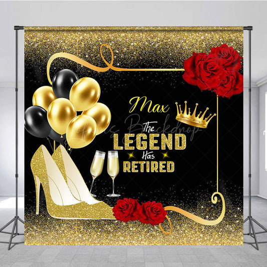 Lofaris Legend Has Retired Glitter Floral Custom Backdrop