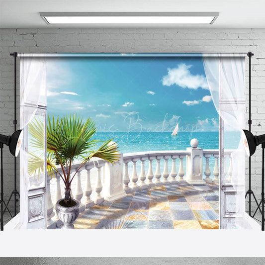 Lofaris Leisurely Seaside Vacation Villa Summer Backdrop