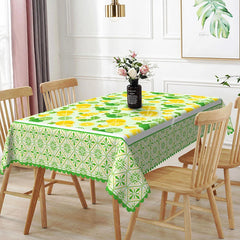 Lofaris Lemon and Lime Rectangle Tablecloth Citrus Fruit Pattern Dining Table Cloth Decor