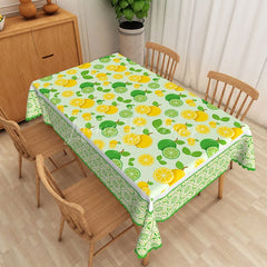 Lofaris Lemon and Lime Rectangle Tablecloth Citrus Fruit Pattern Dining Table Cloth Decor