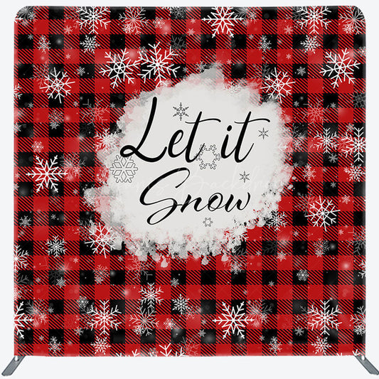 Lofaris Let It Snow Plaid Christmas Tension Fabric Backdrop