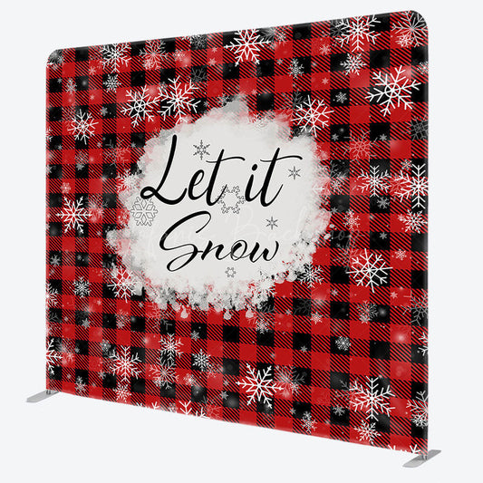 Lofaris Let It Snow Plaid Christmas Tension Fabric Backdrop