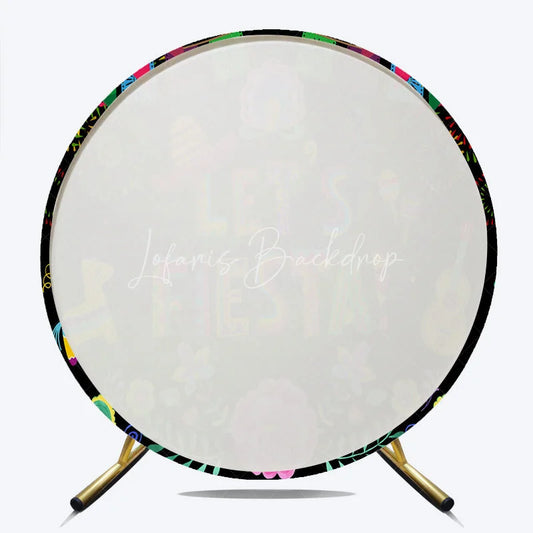 Lofaris Let¡¯s Fiesta Round Backdrop Mexican Birthday Party Sombrero and Pinata Background Colorful Floral Celebration Decor