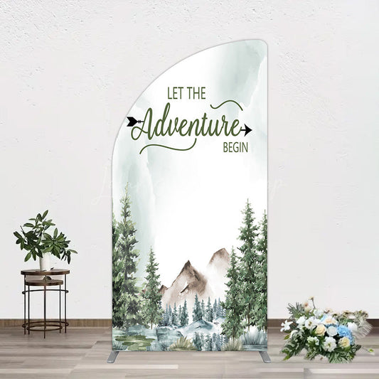 Lofaris Let The Adventure Begin Forest Birthday Half Moon Arch Backdrop