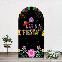 Lofaris Lets Fiesta Mexican Theme Holiday Arch Backdrop Sombrero and Fireworks Party Cover