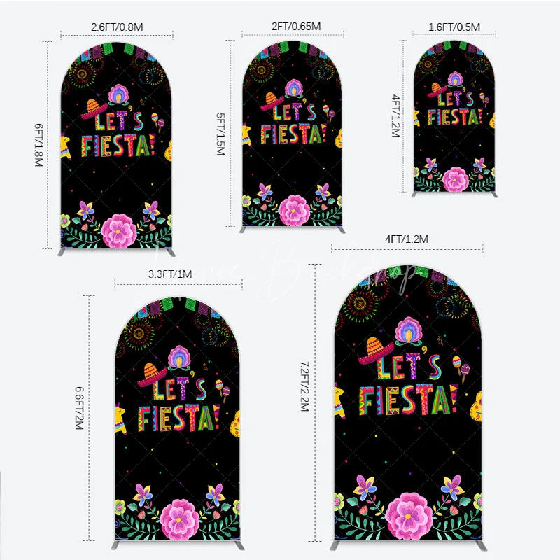 Lofaris Lets Fiesta Mexican Theme Holiday Arch Backdrop Sombrero and Fireworks Party Cover
