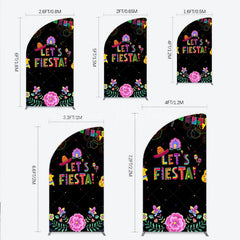 Lofaris Lets Fiesta Mexican Theme Holiday Half Moon Arch Backdrop Sombrero and Fireworks Party Cover