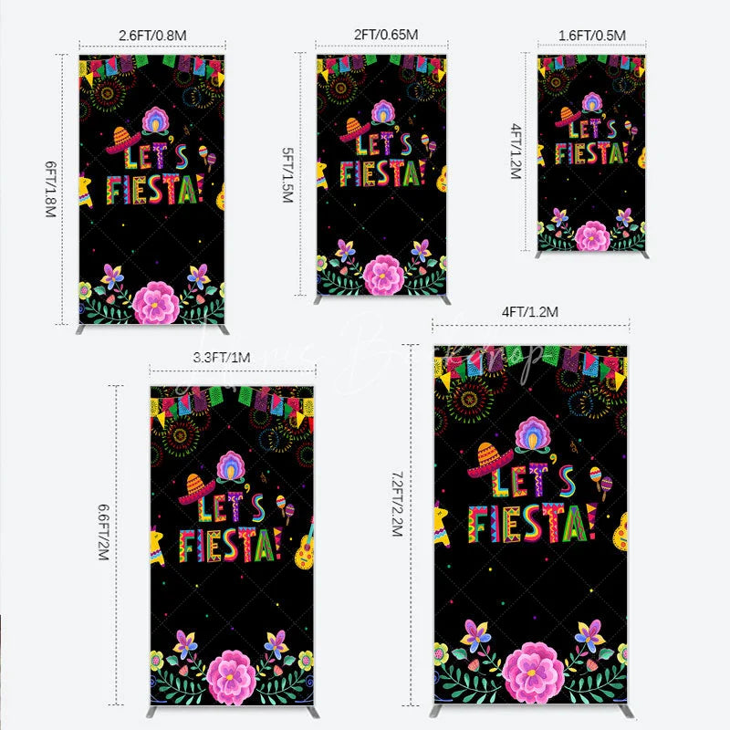 Lofaris Lets Fiesta Mexican Theme Holiday Rectangle Backdrop Sombrero and Fireworks Party Cover