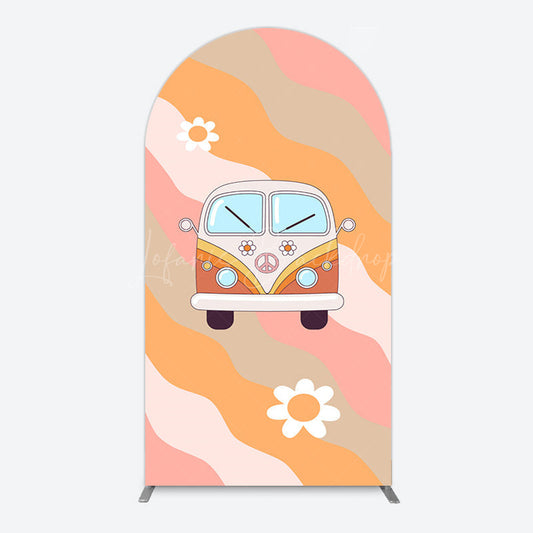 Lofaris Lets Get Groovy Boho Rainbow Car Floral Arch Backdrop