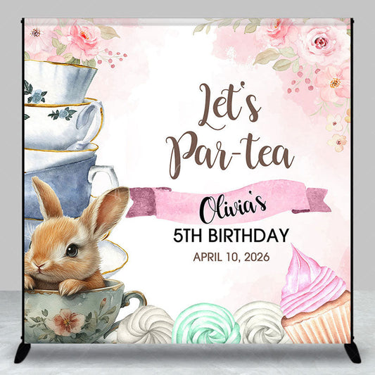 Lofaris Lets Partea Bunny Ice Cream Custom Birthday Backdrop
