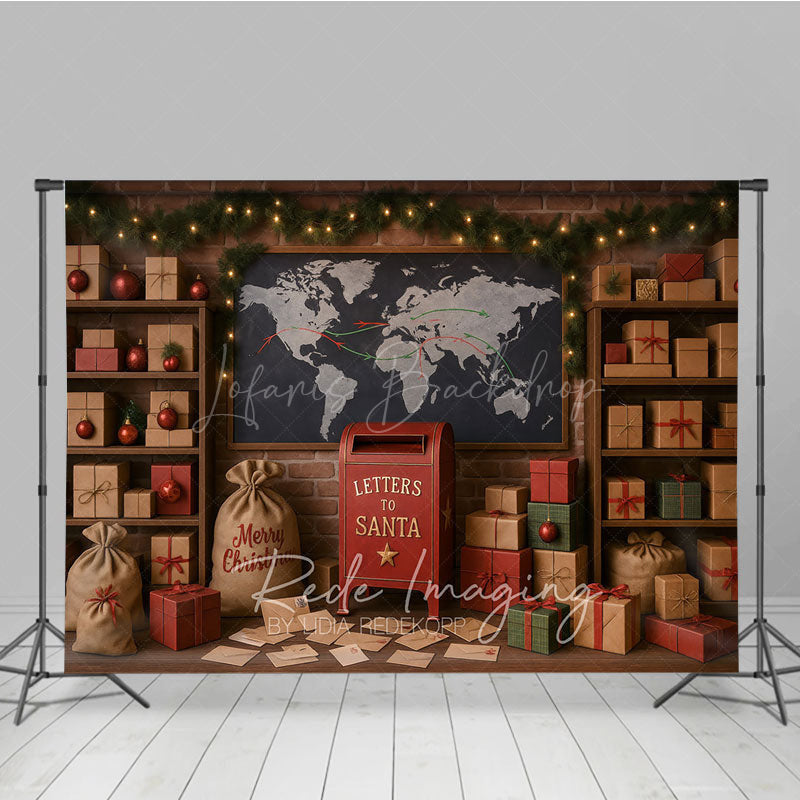 Lofaris Letters to Santa Photography Backdrop Christmas Mailroom Workshop Holiday Mini Session Photo Background