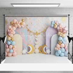 Lofaris Libra Zodiac Cake Smash Backdrop Scales and Pastel Clouds Party Background for Kids Birthday
