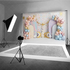 Lofaris Libra Zodiac Cake Smash Backdrop Scales and Pastel Clouds Party Background for Kids Birthday