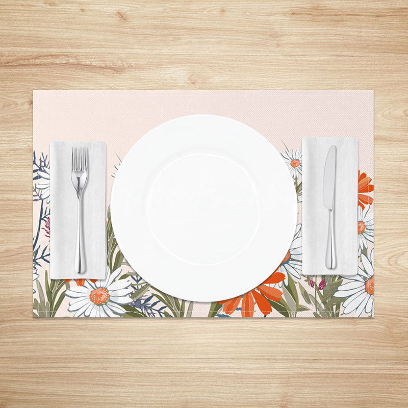 Lofaris Light and Sweet Pink Floral Placemats Set of 4 for Elegant Spring Wedding Bridal Shower Decor