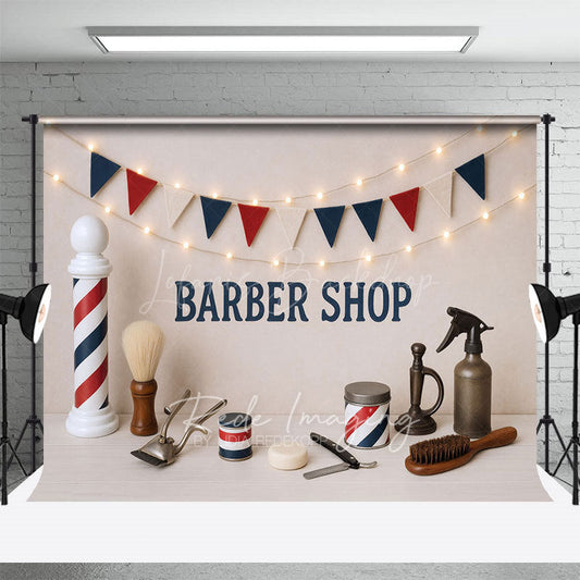 Lofaris Light Barber Shop Baby Boy Cake Smash Photo Backdrop