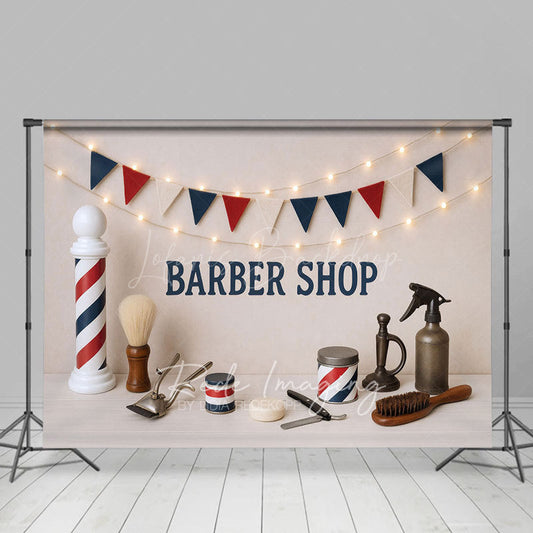 Lofaris Light Barber Shop Baby Boy Cake Smash Photo Backdrop