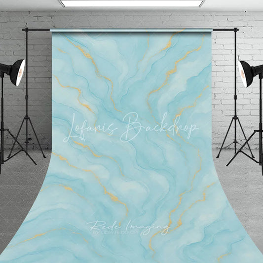 Lofaris Light Blue and Gold Abstract Watercolor Fluid Sweep Backdrop Elegant Marble Texture for Photography Studio