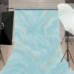 Lofaris Light Blue and Gold Abstract Watercolor Fluid Sweep Backdrop Elegant Marble Texture for Photography Studio