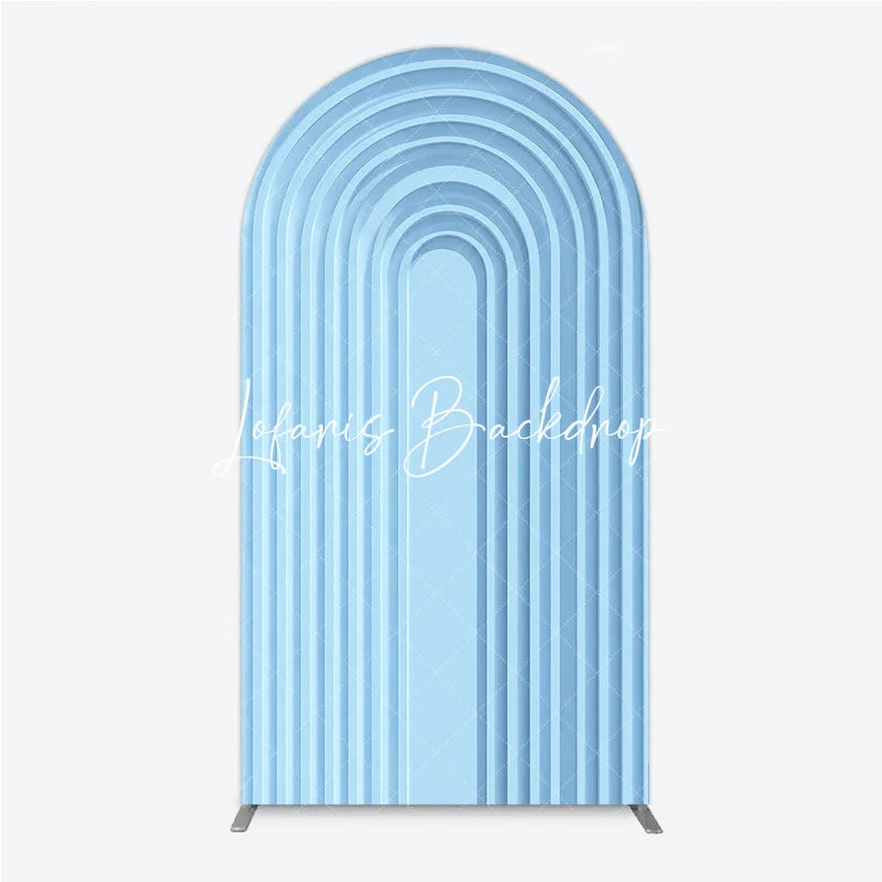 Lofaris Light Blue Geometric Layered Round Top Arch Backdrop Modern Minimalist Design Decor