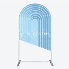 Lofaris Light Blue Geometric Layered Round Top Arch Backdrop Modern Minimalist Design Decor
