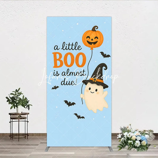 Lofaris Light Blue Halloween Baby Shower Rectangle Arch Backdrop Cute Ghost Pumpkin and Bats Decor