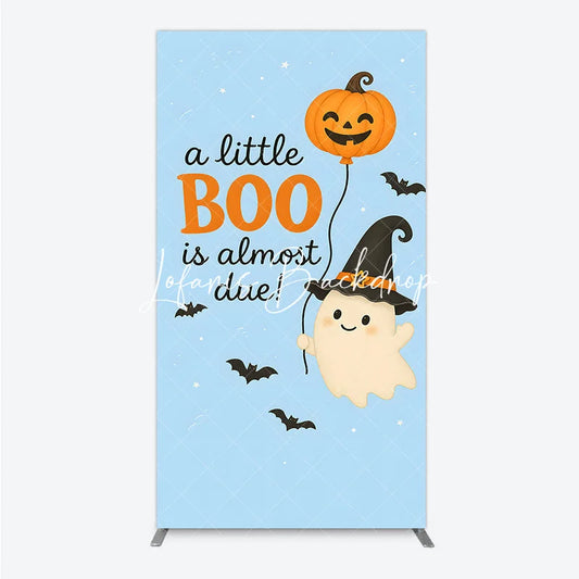 Lofaris Light Blue Halloween Baby Shower Rectangle Arch Backdrop Cute Ghost Pumpkin and Bats Decor