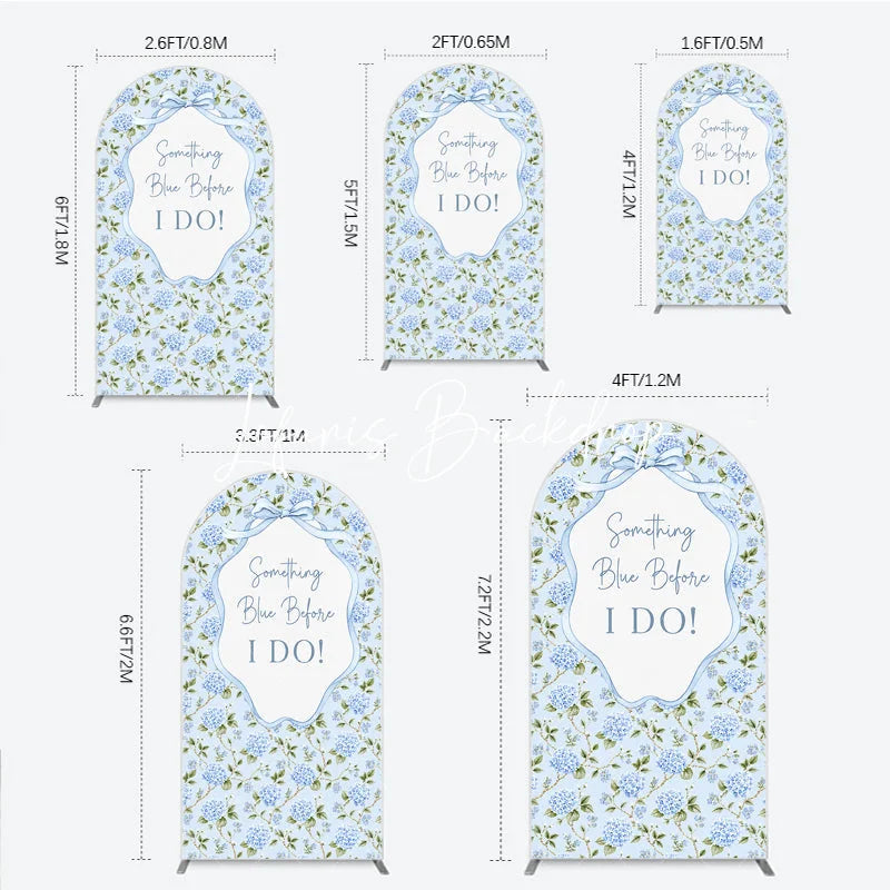 Lofaris Light Blue Hydrangea Floral Something Before I Do Round Top Arch Backdrop Elegant Wedding Bridal Shower Decor