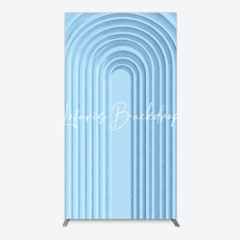 Lofaris Light Blue Layered Geometric Arch Rectangle Backdrop Modern Minimalist 3D Design Decor