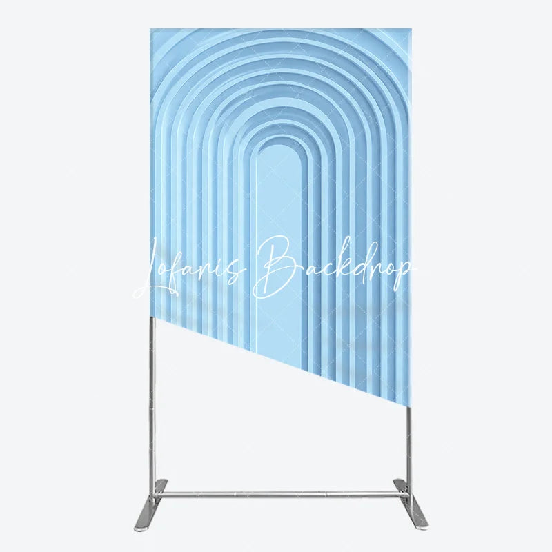 Lofaris Light Blue Layered Geometric Arch Rectangle Backdrop Modern Minimalist 3D Design Decor