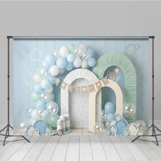 Lofaris Light Blue Pastel Balloons and Bubble Theme Photography Backdrop Arch Props Baby Shower First Birthday Decor