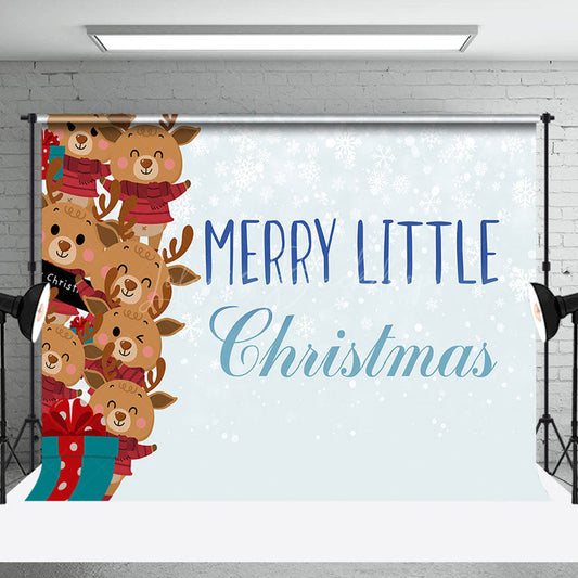 Lofaris Light Blue Snowflakes Elks Gift Christmas Backdrop