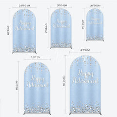 Lofaris Light Blue Sparkling Diamond Happy Retirement Round Top Arch Backdrop Elegant Party Decor