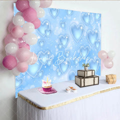 Lofaris Light Blue Sparkling Hearts Bokeh Glitter Y2K Birthday Backdrop Dreamy Celebration Party Photography Decor