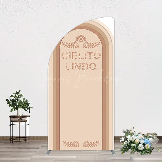 Lofaris Light Brown Leaf Cielito Lindo Birthday Half Moon Arch Backdrop
